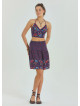 Halter Neck Open Back Pink Floral Crop Blouse 4615
